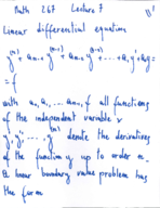 MATH 267, Differential equations, Linear ODE