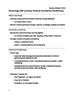 Psychology 1200: Classical and Operant Conditioning 