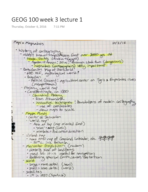 Introduction to Geography week 3 lecture notes