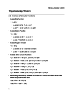 Trigonometry, Week 6
