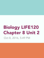 Biology LIFE 120 Chapter 8: Photosynthesis 