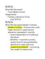 English 275, Week 6 Notes