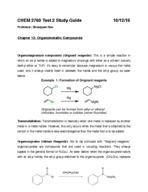 CHEM 2760 Test 2 Study Guide