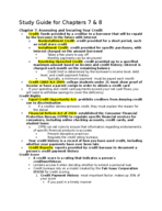 Personal Finance STudy Guide on Chapters 7 & 8