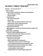 Life Science 1- Midterm 1 Study Guide