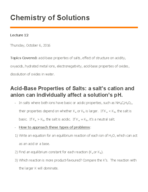 Lecture 13, Chemistry of Solutions notes 