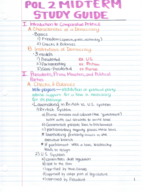 Into to Comparative Politics: Midterm 1 Study Guide