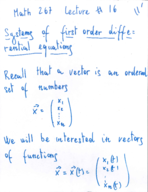 System of first order differential equations