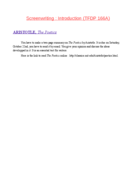 TFDP 166A Screenwriting Introduction Aristotle paper instructions