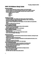 HWC 310 Midterm Study Guide