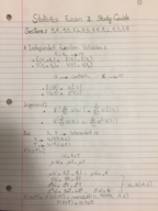Statistics Exam 2 study Guide Dr. Park
