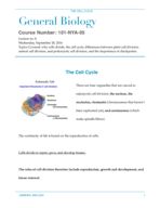 General Biology, Lecture 8