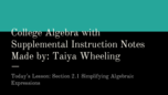 Math 103 Section 2.1 Sample Notes