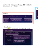 Week 7 - Lecture 12: Program Design/Flow Charts