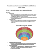 Foundations of Environmental Public Health Midterm Studyguide