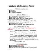 Lecture 10: Imperial Rome