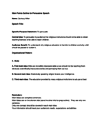 Public Speaking Speech outline example