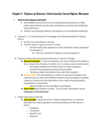 Chapter 9 Notes: Purposes of America's Schools and the Current Reform Movement