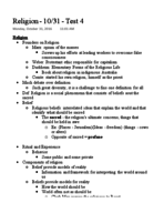 Religion - Test 4 - 10/31