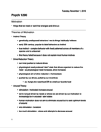 Psychology 1200 - Basic Motivational Concepts