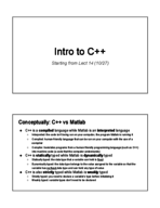 Lecture 14 - Introduction to C++