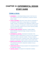 Chapter 18 Study Guide Experimental Design Research Methods