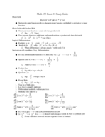 Math 153 Exam # 4 Study Guide