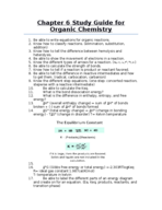 Chapter 6 study guide for organic chemistry
