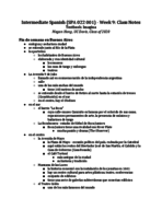 Intermediate Spanish (SPA 022 001) - Week 9: Class Notes