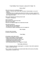 NFSC 112: Food Safety Risk Analysis
