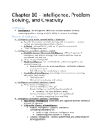 Psychology Chapter 10 Notes - Intelligence, Problem Solving, and Creativity