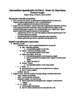 Intermediate Spanish (SPA 022 001) - Week 10: Class Notes