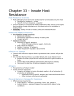 Microbiology Chapter 33 Notes - Innate Immunity