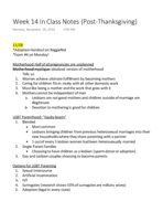 Soc 112 Week 14 In class Notes 