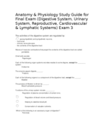 Study Guide over Urinary, Cardiovascular, Reproductive, and Digestive Systems