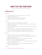 MGMT 3720: FINAL EXAM REVIEW