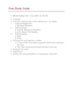 PHILOSOPHY FINAL EXAM STUDY GUIDE