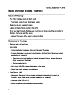 Basic Christian Beliefs Test One Notes