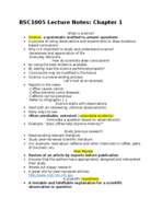 BSC1005 Lecture Notes Chapter 1