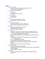 Geological Catastrophes Week 1 Lecture Notes