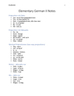 Elementary German II Notes