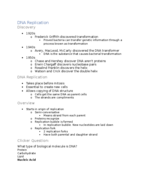 DNA Replication Bio 111 Week 1