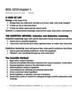 biology 1010 chapter 1 notes