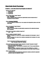 Social Psychology Exam 1 Study Guide