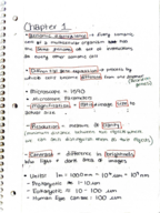 Cell Biology Unit 1 Chapter 1 Week 1 Notes