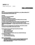 Social Psychology:135, Week 1 notes
