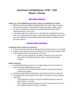 American Civilizations 1700-002 week 1 notes 