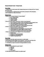 Natural Disaster Study Guide Exam 1 Feb. 2