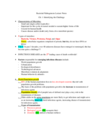 Week 2: Bacterial Pathogenesis Ch. 1 lecture Notes