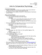 Introduction to Comparative Psychology 